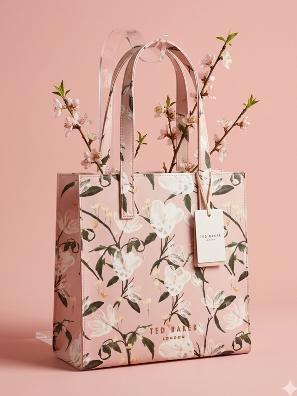 NWT Ted Baker London NWT Peach Blossom Small Icon Tote Bag Pink Floral Seacon